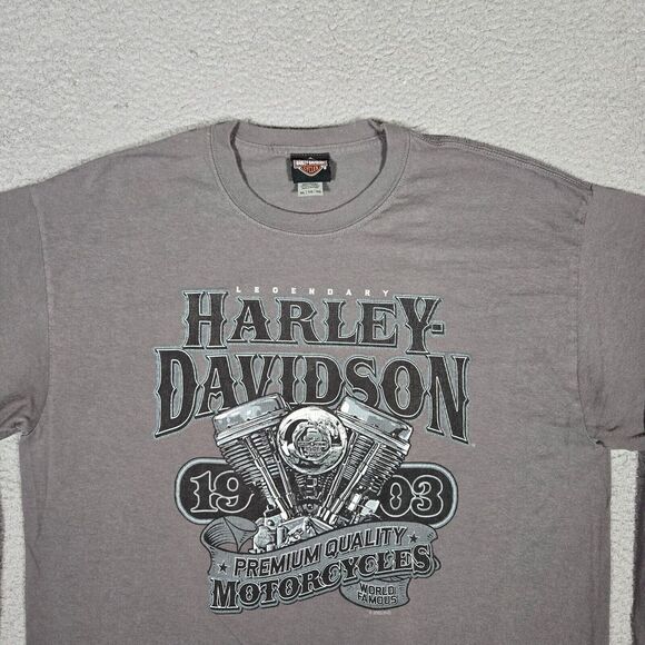 Harley Davidson Shirt Mens‎ XL Gray Skull Military Graphic Tee Biker Motorcycle - Picture 2 of 13